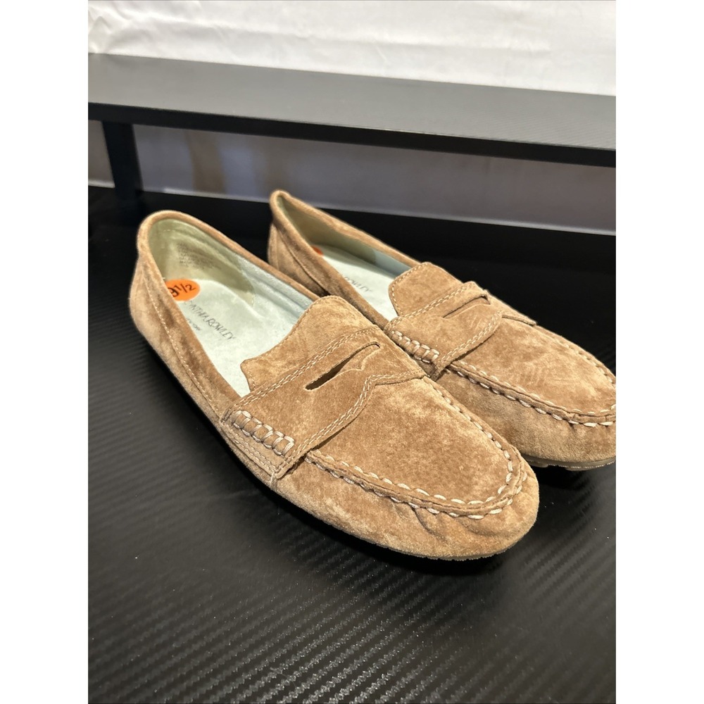 Cynthia Rowley Hazel Squeeze Brown Suede Penny Loafers Driving Mocs Womens 9.5